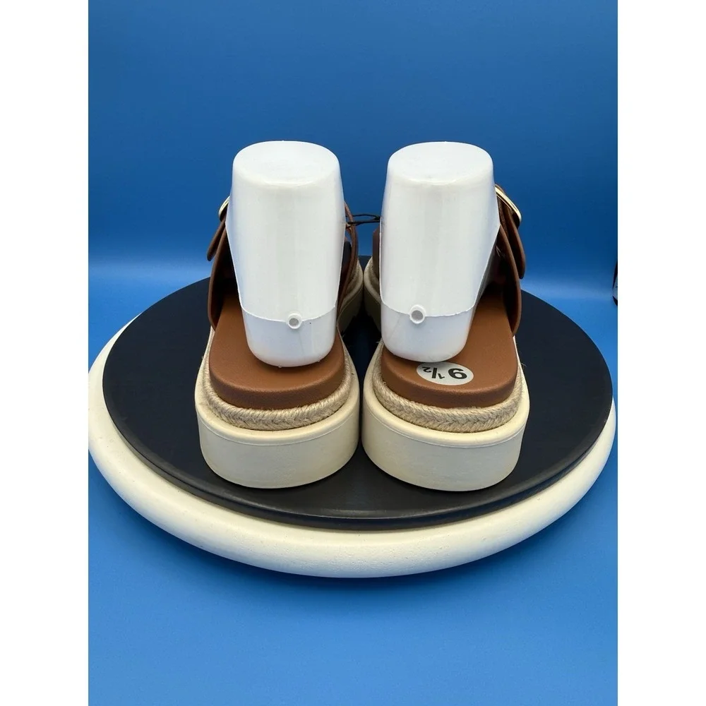 Madden Girl‎ G-Envyy Womens Size 9.5M Brown Platform Espadrille Slip On Sandals